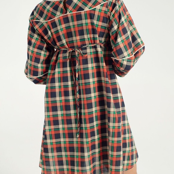 Rachel Antonoff Pat Tent Dress in Navy Ditsy Floral Patchwork - Picture 3 of 4